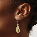 Leslie's 10K w/White and Rose Rhodium D/C Dangle Earrings - Image 3