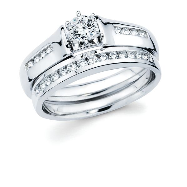 14k White Gold Bridal Set