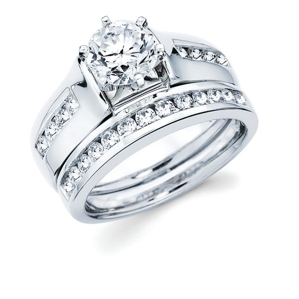 14k White Gold Bridal Set
