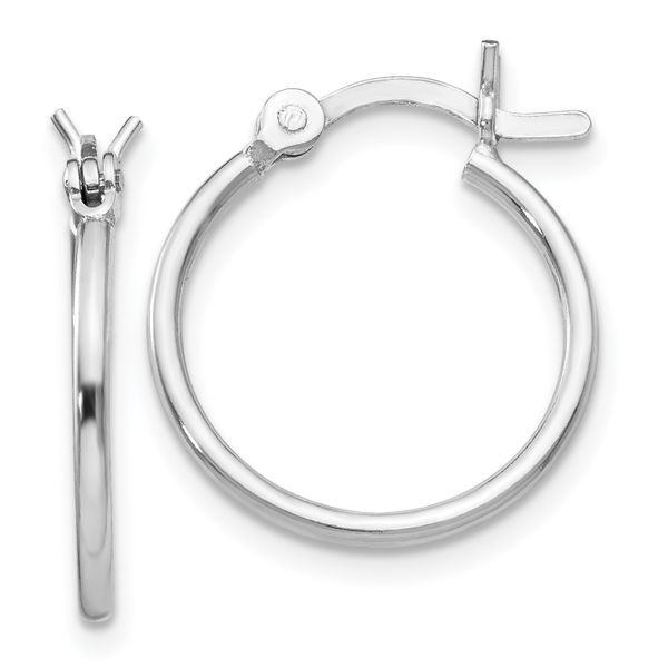 Leslie's Sterling Silver Rhodium-plated Polished Hinged Hoop Earrings