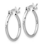 Leslie's Sterling Silver Rhodium-plated Polished Hinged Hoop Earrings - Image 2