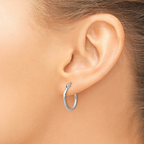 Leslie's Sterling Silver Rhodium-plated Polished Hinged Hoop Earrings - Image 3