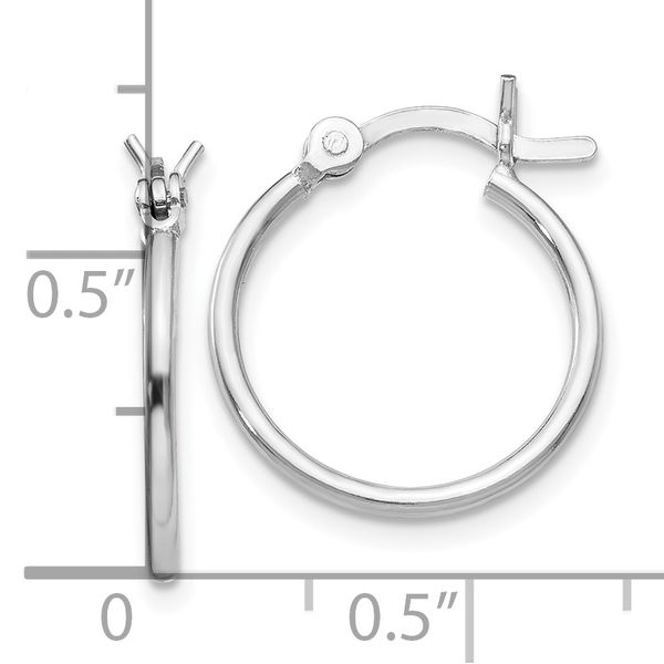 Leslie's Sterling Silver Rhodium-plated Polished Hinged Hoop Earrings - Image 4