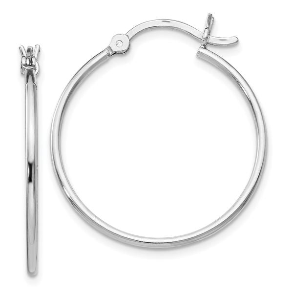 Leslie's Sterling Silver Rhodium-plated Polished Hinged Hoop Earrings