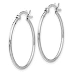Leslie's Sterling Silver Rhodium-plated Polished Hinged Hoop Earrings - Image 2