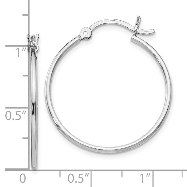 Leslie's Sterling Silver Rhodium-plated Polished Hinged Hoop Earrings - Image 4