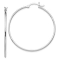 Leslie's Sterling Silver Rhodium-plated Polished Hinged Hoop Earrings
