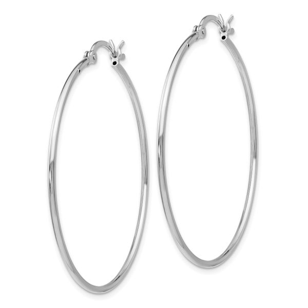 Leslie's Sterling Silver Rhodium-plated Polished Hinged Hoop Earrings - Image 2