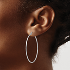 Leslie's Sterling Silver Rhodium-plated Polished Hinged Hoop Earrings - Image 3