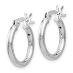 Leslie's Sterling Silver Rhodium-plated Polished Hinged Hoop Earrings - Image 2