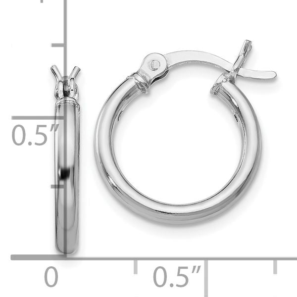 Leslie's Sterling Silver Rhodium-plated Polished Hinged Hoop Earrings - Image 4