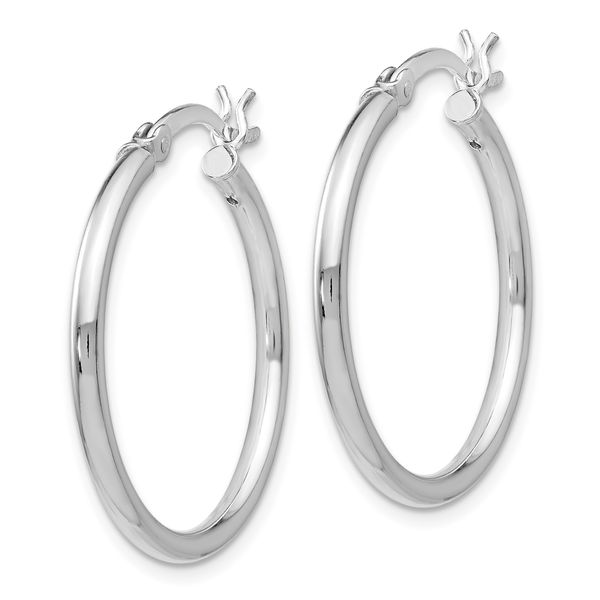 Leslie's Sterling Silver Rhodium-plated Polished Hinged Hoop Earrings - Image 2