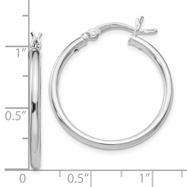 Leslie's Sterling Silver Rhodium-plated Polished Hinged Hoop Earrings - Image 4