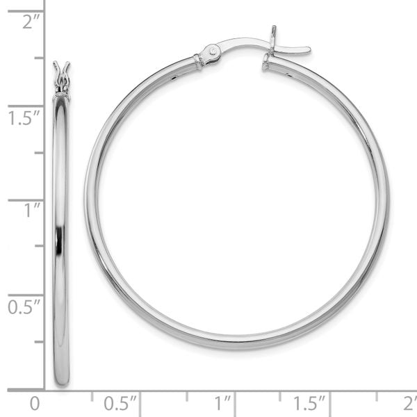 Leslie's Sterling Silver Rhodium-plated Polished Hinged Hoop Earrings - Image 4