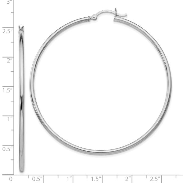 Leslie's Sterling Silver Rhodium-plated Polished Hinged Hoop Earrings - Image 4