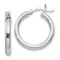 Leslie's Sterling Silver Rhodium-plated Polished Hinged Hoop Earrings