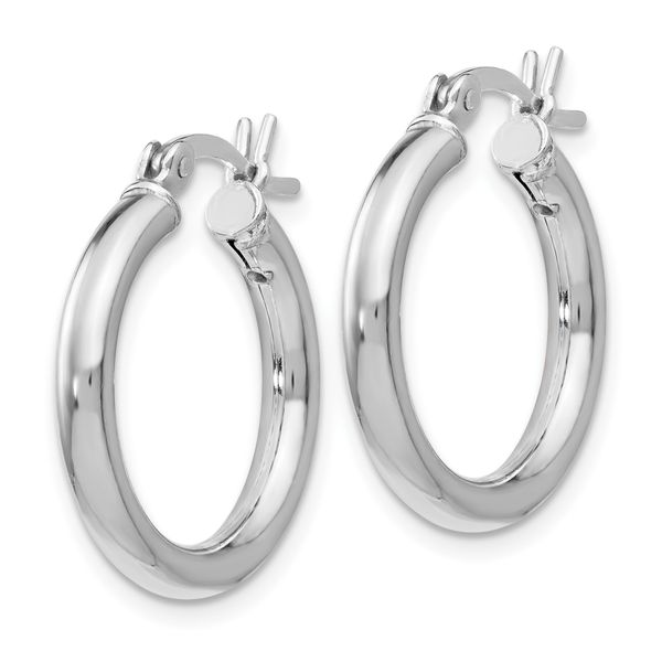 Leslie's Sterling Silver Rhodium-plated Polished Hinged Hoop Earrings - Image 2