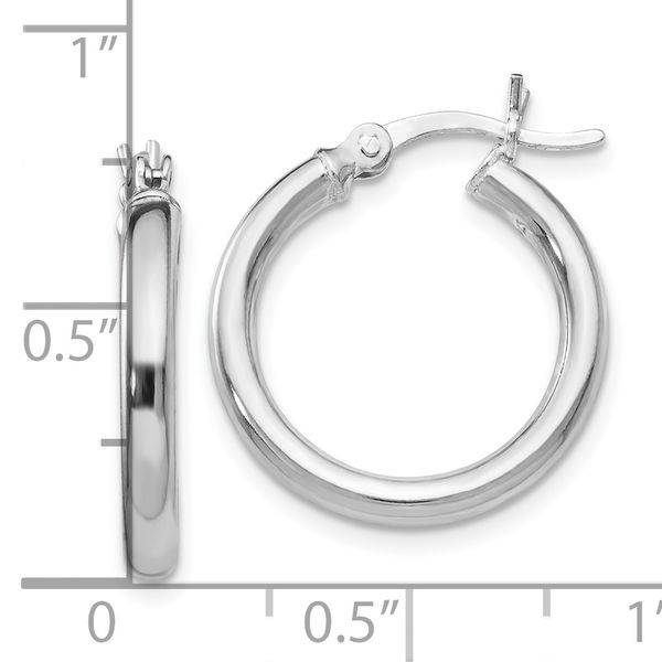 Leslie's Sterling Silver Rhodium-plated Polished Hinged Hoop Earrings - Image 4