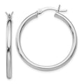 Leslie's Sterling Silver Rhodium-plated Polished Hinged Hoop Earrings