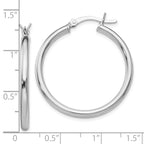 Leslie's Sterling Silver Rhodium-plated Polished Hinged Hoop Earrings - Image 4