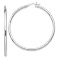 Leslie's Sterling Silver Rhodium-plated Polished Hinged Hoop Earrings