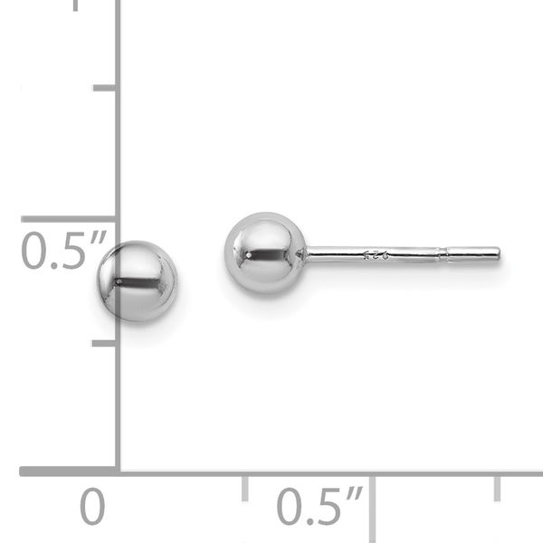 Leslie's Sterling Silver Rhodium-plated 4mm Polished Ball Post Earrings - Image 4