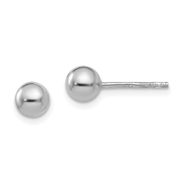 Leslie's Sterling Silver Rhodium-plated 5mm Polished Ball Post Earrings