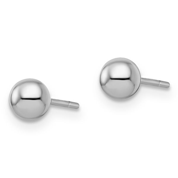 Leslie's Sterling Silver Rhodium-plated 5mm Polished Ball Post Earrings - Image 2