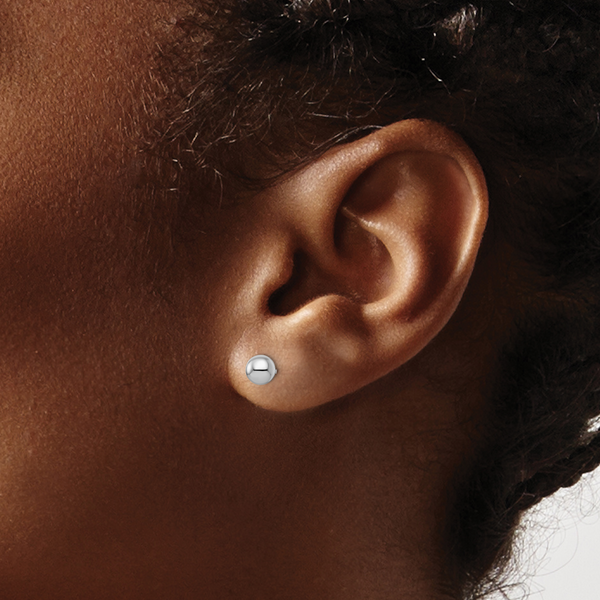 Leslie's Sterling Silver Rhodium-plated 5mm Polished Ball Post Earrings - Image 3