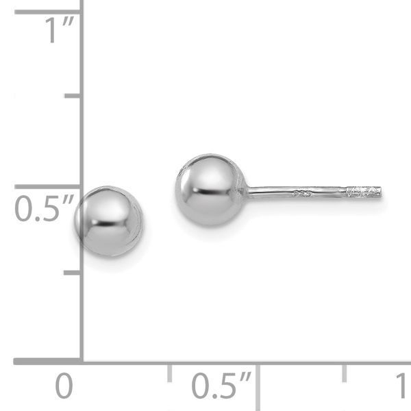 Leslie's Sterling Silver Rhodium-plated 5mm Polished Ball Post Earrings - Image 4