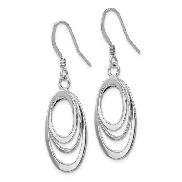 Leslie's Sterling Silver Rhod-pltd Polished Shepherd Hook Dangle Earrings - Image 2