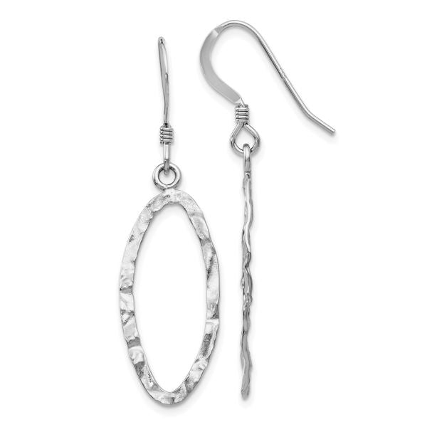 Leslie's Sterling Silver Rhodium-plated D/C Shepherd Hook Dangle Earrings