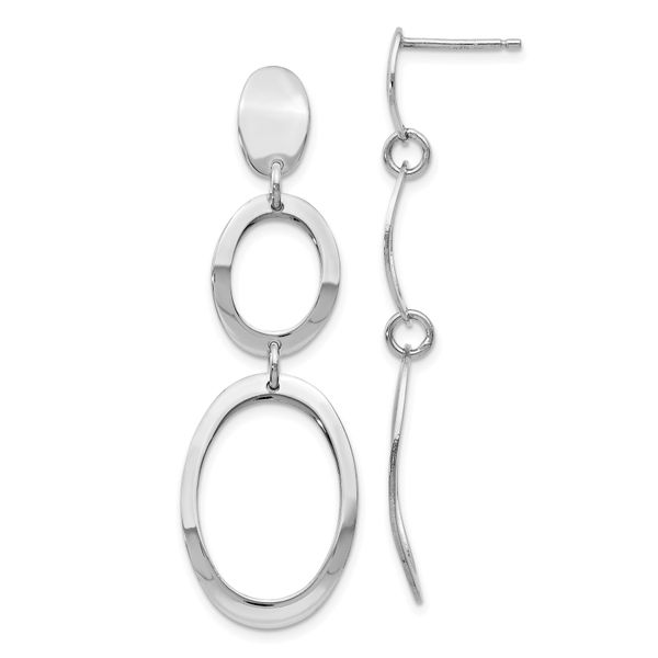 Leslie's Sterling Silver Rhodium-plated Polished Post Dangle Earrings