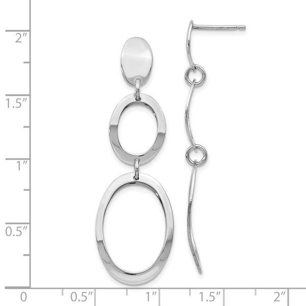 Leslie's Sterling Silver Rhodium-plated Polished Post Dangle Earrings - Image 4