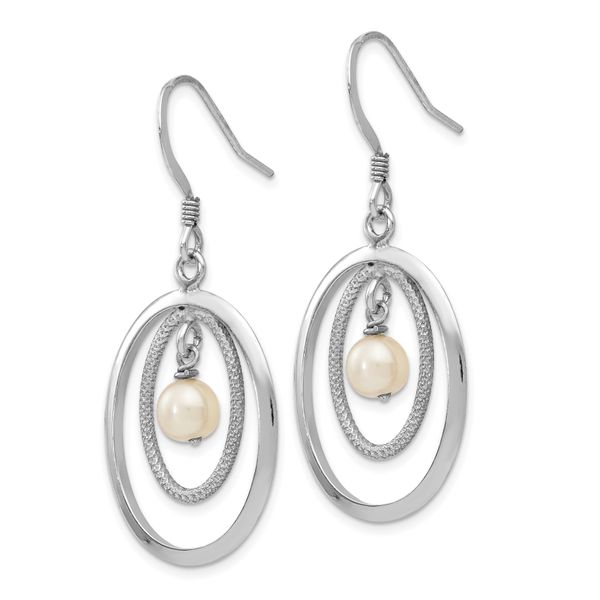 Leslie's Sterling Silver Rhodium-plated FW Cultured Pearl Dangle Earrings - Image 2