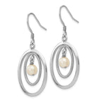 Leslie's Sterling Silver Rhodium-plated FW Cultured Pearl Dangle Earrings - Image 2