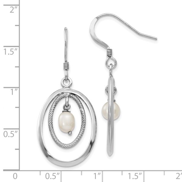 Leslie's Sterling Silver Rhodium-plated FW Cultured Pearl Dangle Earrings - Image 4