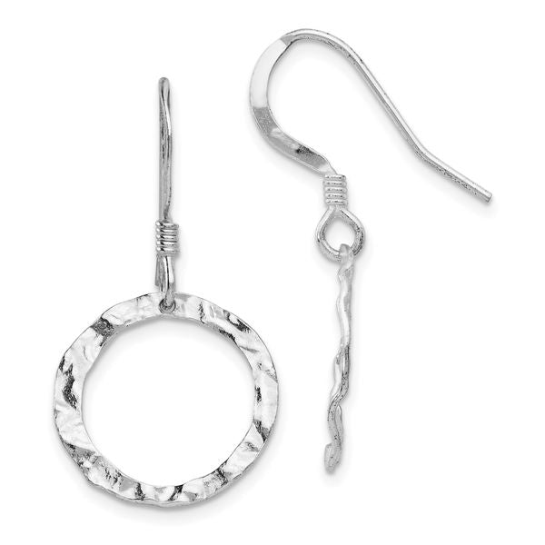 Leslie's Sterling Silver Rhod-pltd Textured Shepherd Hook Dangle Earrings