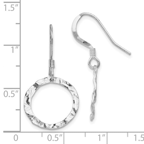 Leslie's Sterling Silver Rhod-pltd Textured Shepherd Hook Dangle Earrings - Image 2