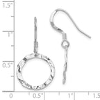 Leslie's Sterling Silver Rhod-pltd Textured Shepherd Hook Dangle Earrings - Image 2