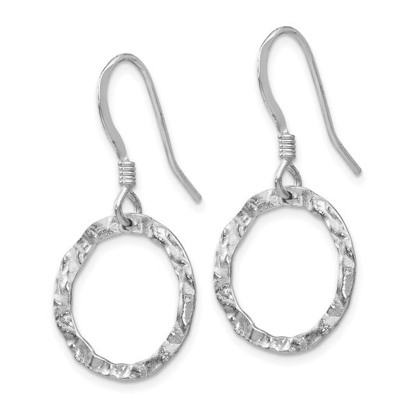 Leslie's Sterling Silver Rhod-pltd Textured Shepherd Hook Dangle Earrings - Image 3