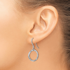 Leslie's Sterling Silver Rhod-pltd Textured Shepherd Hook Dangle Earrings - Image 4
