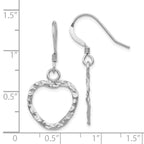 Leslie's Sterling Silver Rhod-pltd Textured Heart Shepherd Hook Dangle Ear - Image 4