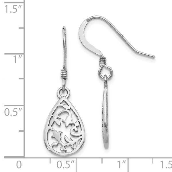 Leslie's Sterling Silver Rhod-pltd Polished Shepherd Hook Dangle Earrings - Image 4
