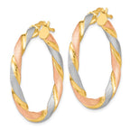 Leslie's Sterling Silver Tri-color Twisted Hinged Hoop Earrings - Image 2