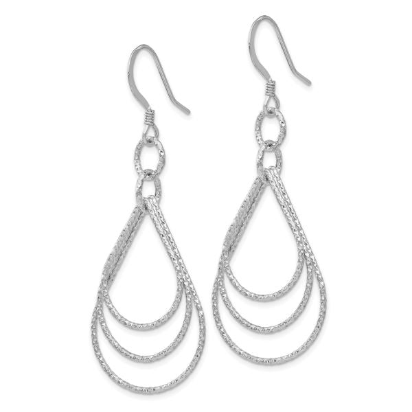 Leslie's Sterling Silver Rhod-pltd Textured Shepherd Hook Dangle Earrings - Image 2
