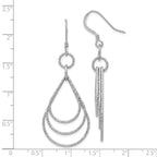 Leslie's Sterling Silver Rhod-pltd Textured Shepherd Hook Dangle Earrings - Image 4