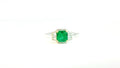 Diamond and Emerald Ring .13cts Diamonds, .90ct Emerald 18K White Gold